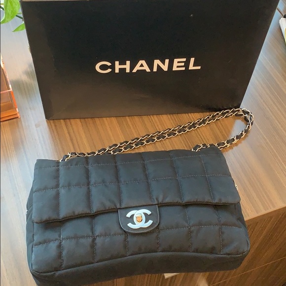 CHANEL Handbags - Chanel Black Nylon Flap Bag- Authentic